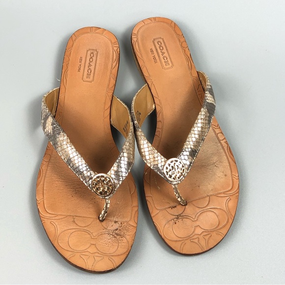 Coach Sara Women’s Metallic Animal Print Slip On Sandals Size 6B - Picture 3 of 6